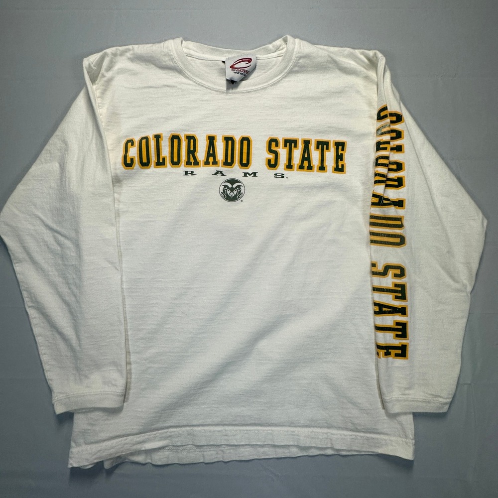 Cadre Athletic Colorado State Rams Long Sleeve Shirt White Mens Medium Vintage